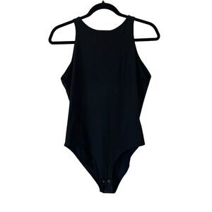ReoRia High Scoop Neck Bodysuit Black Size Large